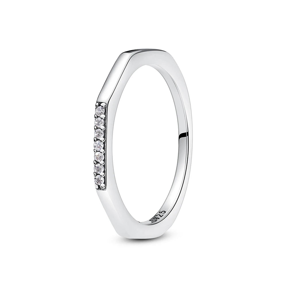 Anel de Prata Traço Brilhante