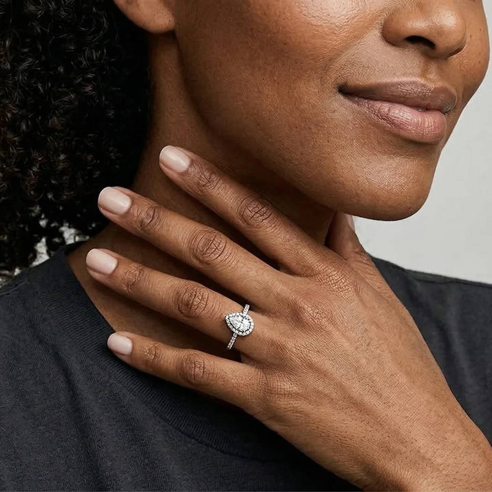 Anel Solitário Lágrima Radiante