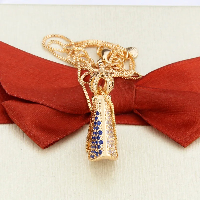 [COMPRE 1 LEVE 2] Colar Nossa Senhora Aparecida Dupla Face - Zircônia Premium & Ouro 14K