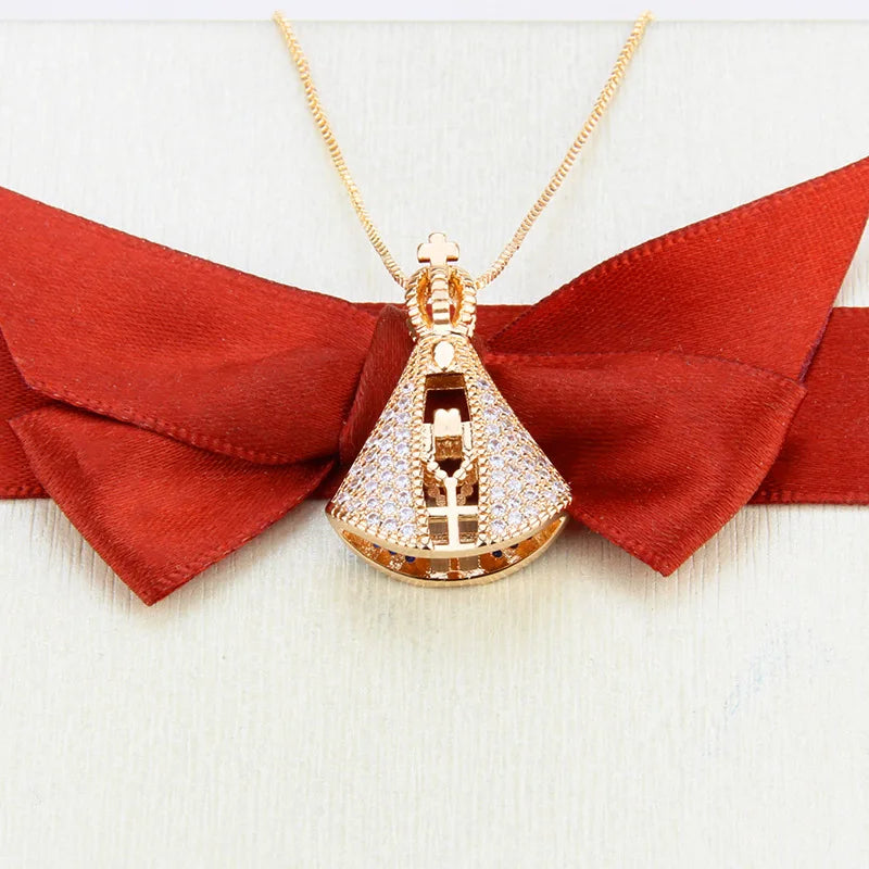 [COMPRE 1 LEVE 2] Colar Nossa Senhora Aparecida Dupla Face - Zircônia Premium & Ouro 14K