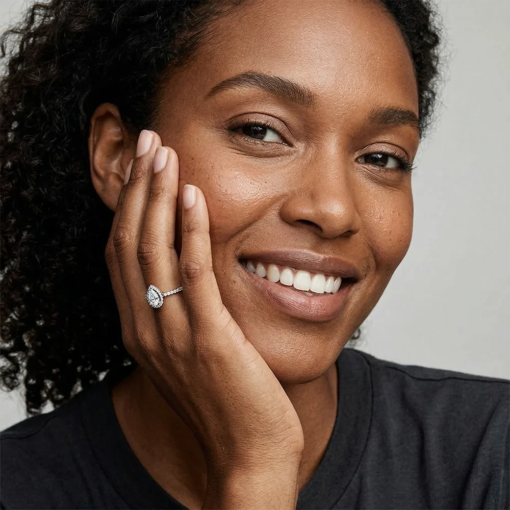 Anel Solitário Lágrima Radiante