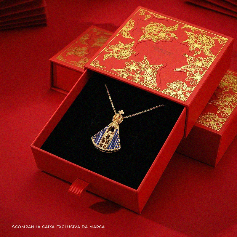 [COMPRE 1 LEVE 2] Colar Nossa Senhora Aparecida Dupla Face - Zircônia Premium & Ouro 14K