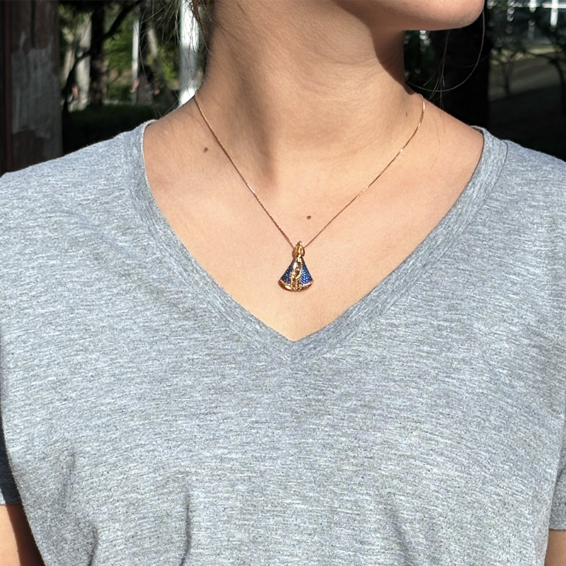 [COMPRE 1 LEVE 2] Colar Nossa Senhora Aparecida Dupla Face - Zircônia & Ouro 14K